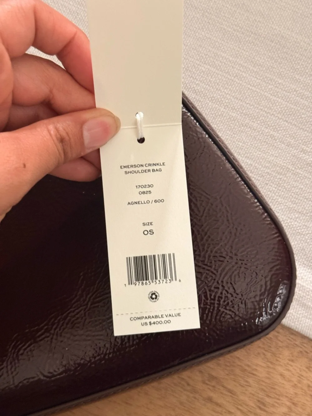 Tory Burch Patent Leather Shoulder Bag in Dark Brown with Gold Logo - Picture 5 of 10